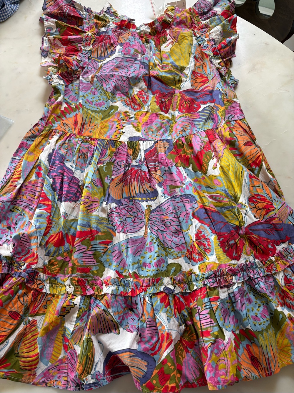 Caroline Constas Multicolor Butterfly Floral Print Dress